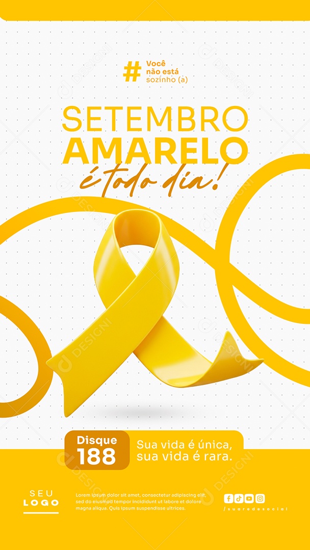 Story Setembro Amarelo Sua Vida é Única Social Media PSD Editável
