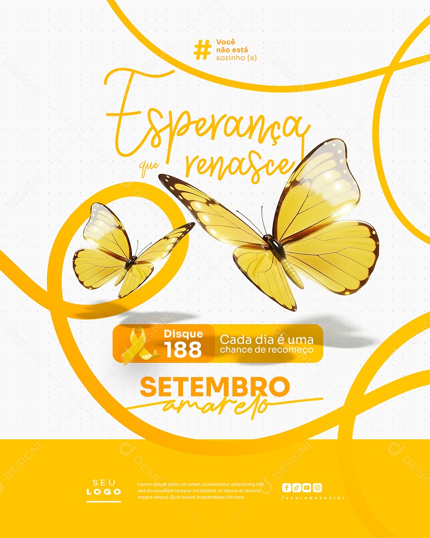 Setembro Amarelo Esperança Que Renasce Social Media PSD Editável