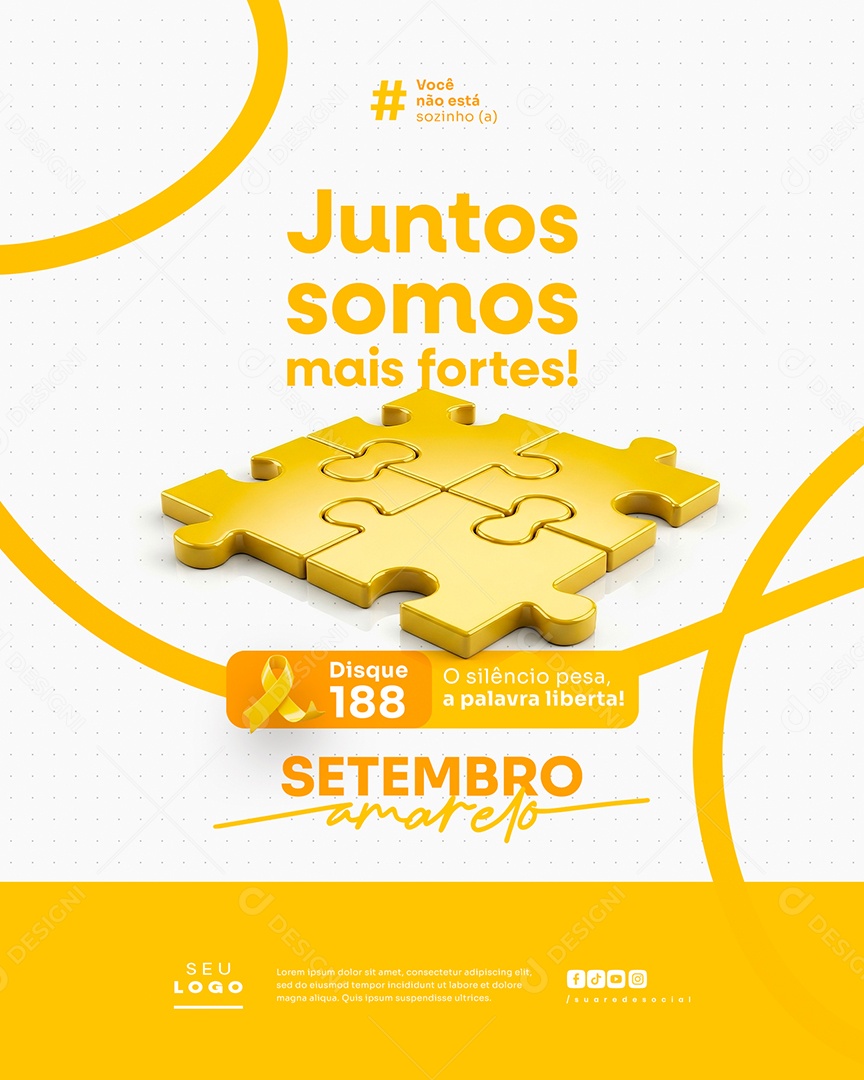Setembro Amarelo Juntos Somos Mais Fortes Social Media PSD Editável