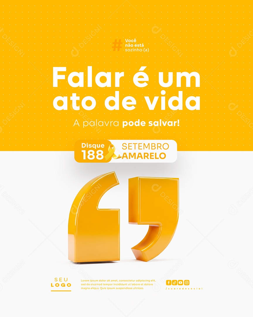 Setembro Amarelo Falar é Um Ato de Vida Social Media PSD Editável