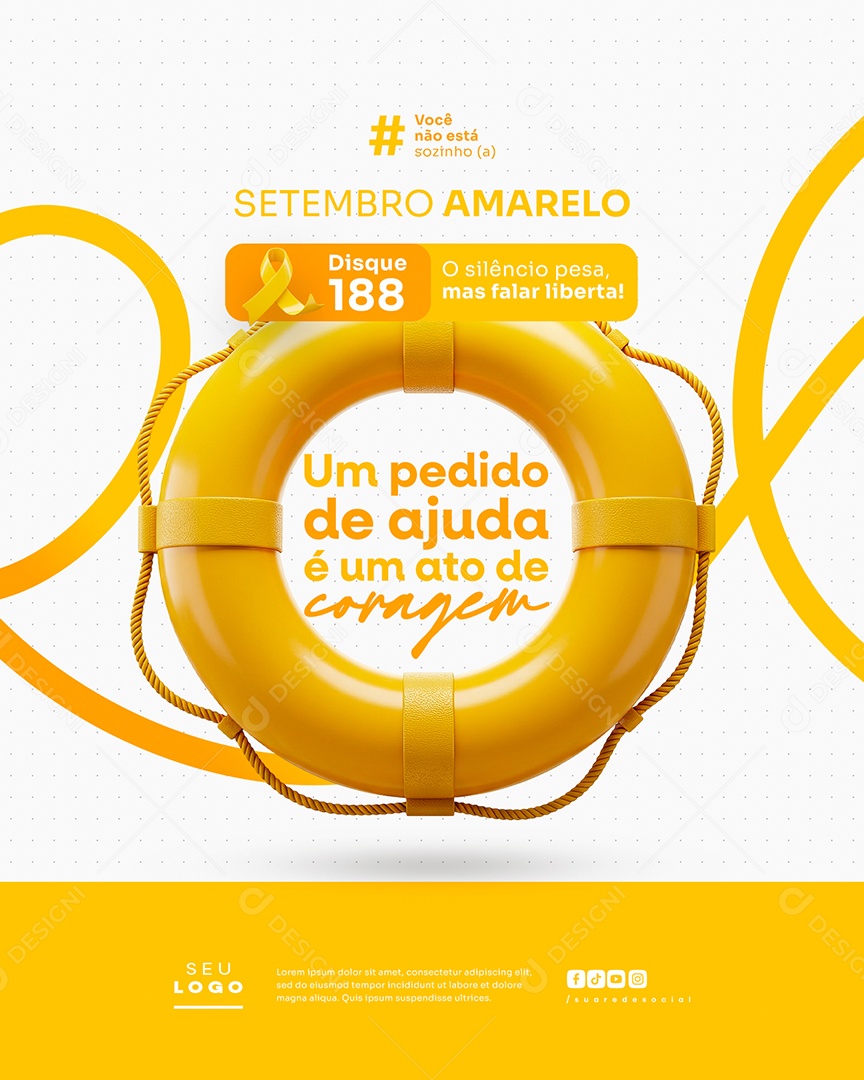 Setembro Amarelo Um Pedido de Ajuda Social Media PSD Editável