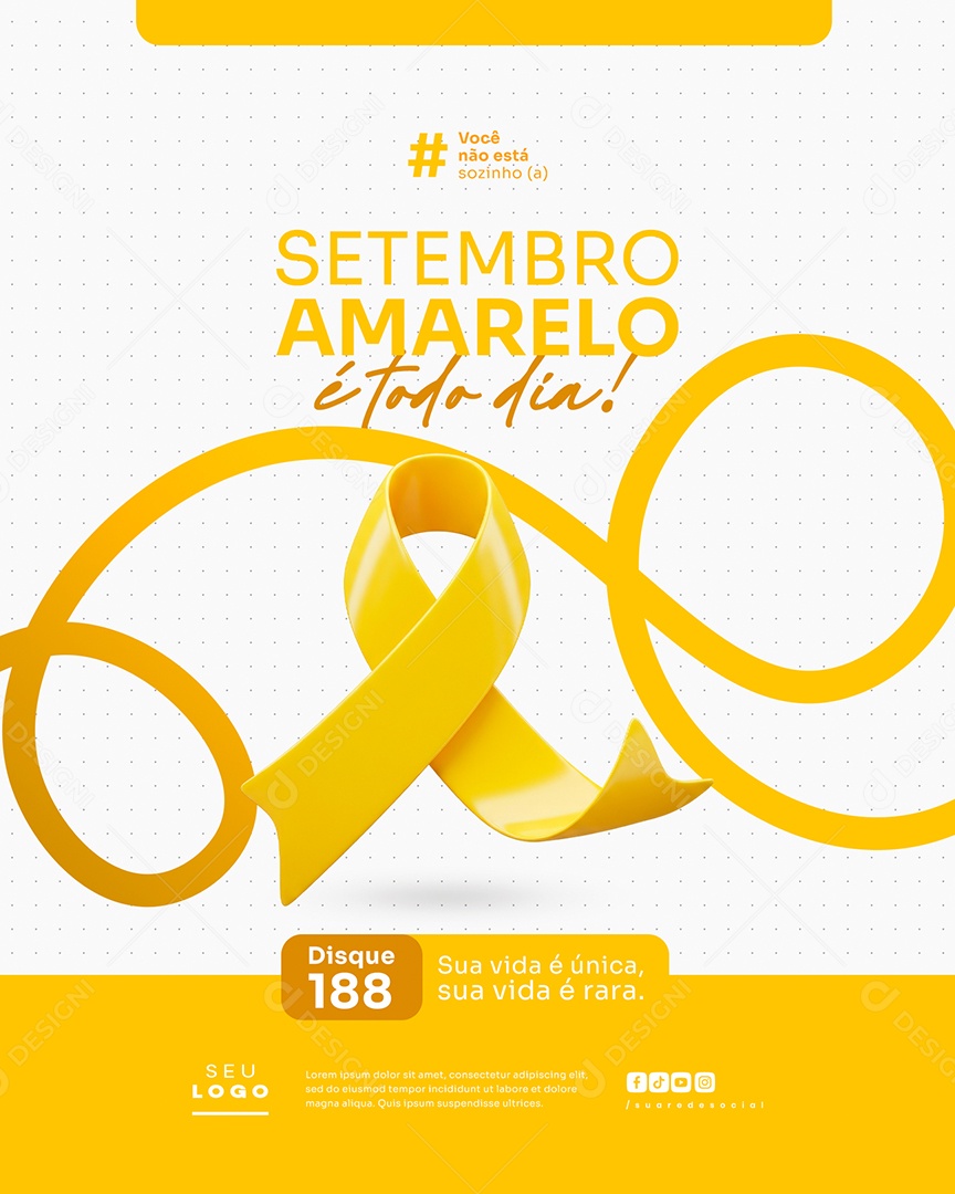 Setembro Amarelo Sua Vida é Única Social Media PSD Editável