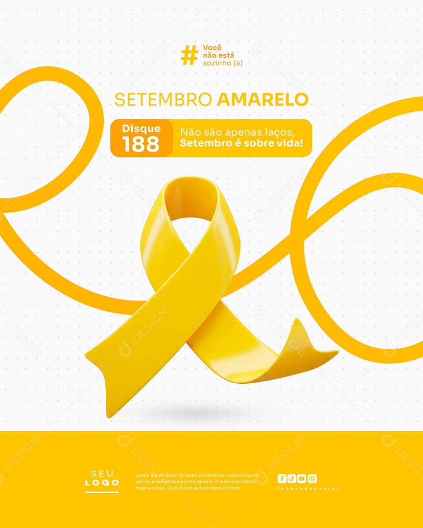 Setembro Amarelo Sua Vida é Única Social Media PSD Editável