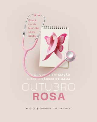 Outubro Rosa Mês de Conscientização Sobre o Câncer de Mama Social Media PSD Editável