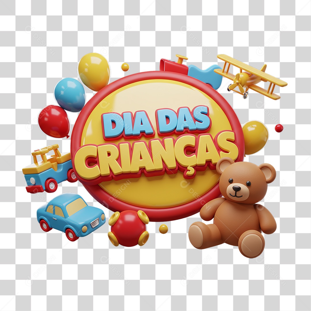 Selo 3D Dia das Crianças PNG Transparente