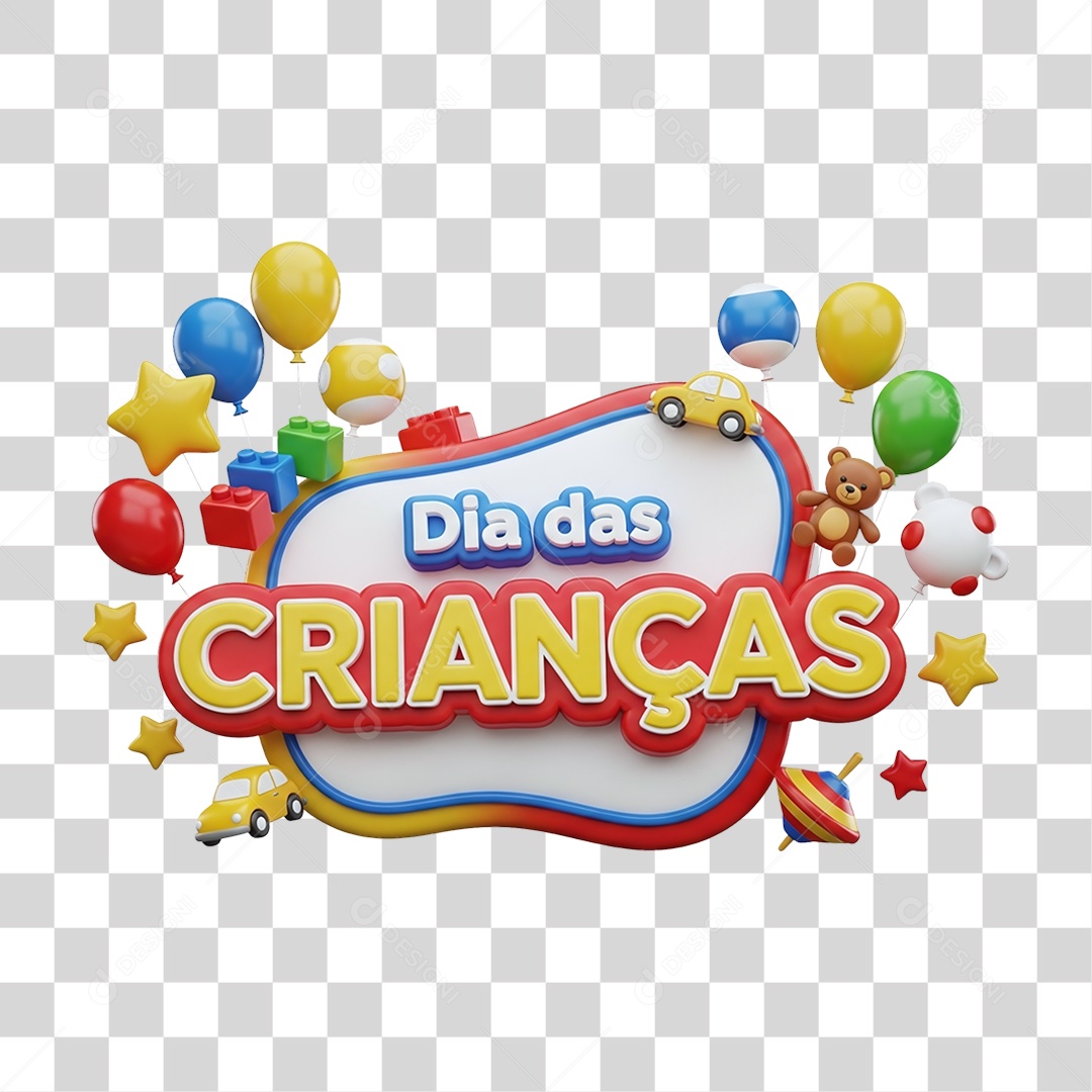 Selo 3D Dia das Crianças PNG Transparente