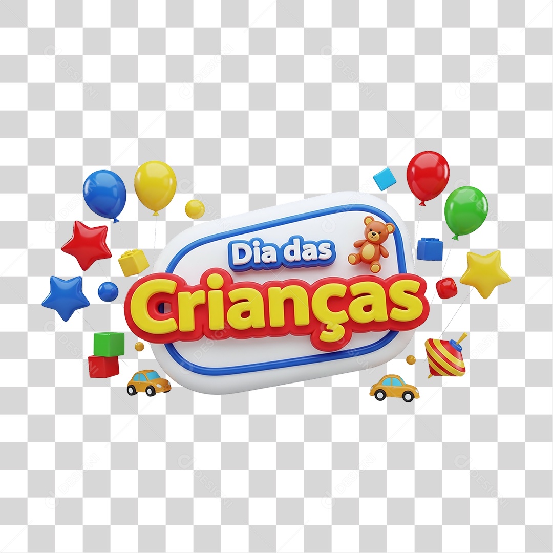 Selo 3D Dia das Crianças PNG Transparente