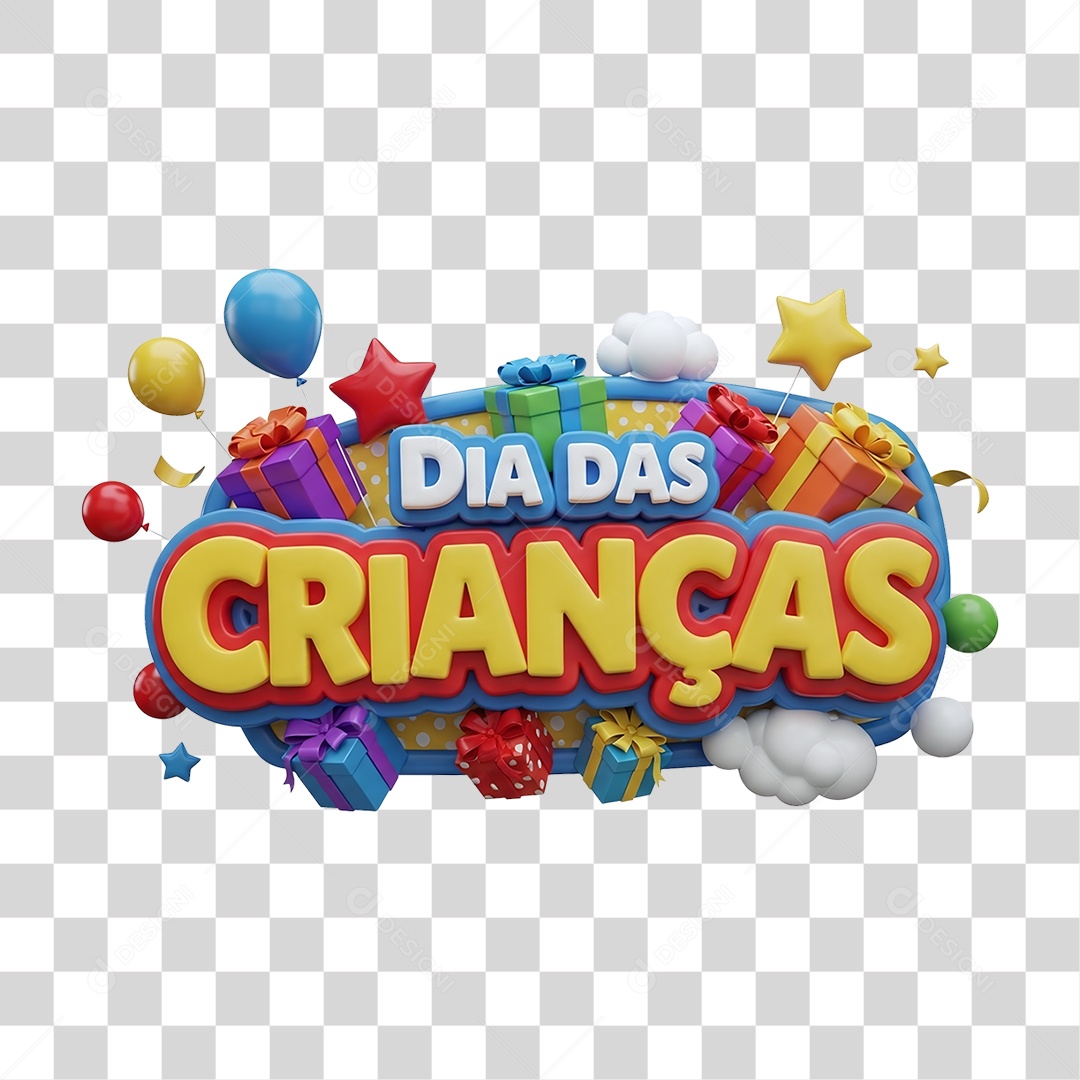 Selo 3D Dia das Crianças PNG Transparente