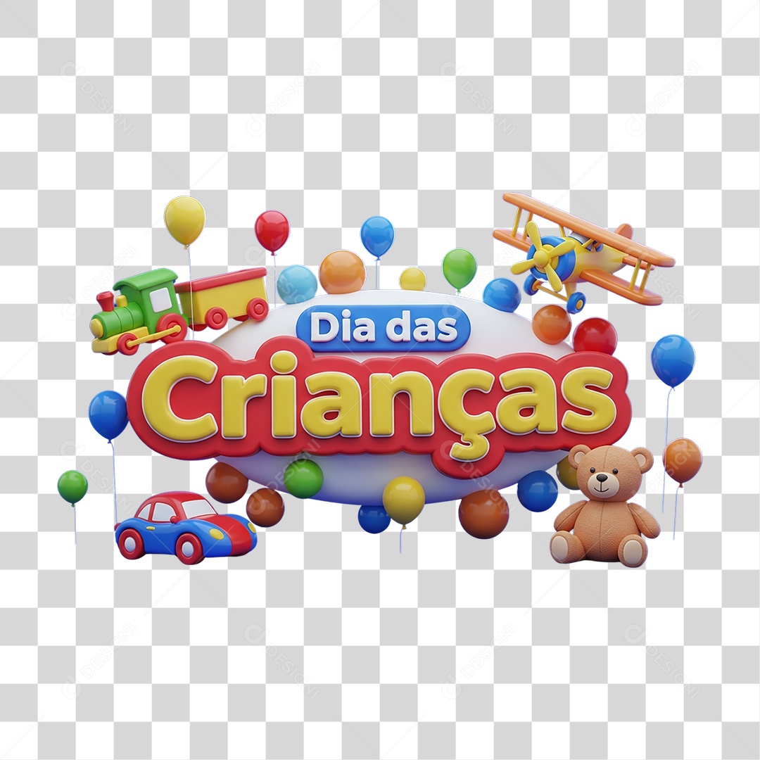 Selo 3D Dia das Crianças PNG Transparente