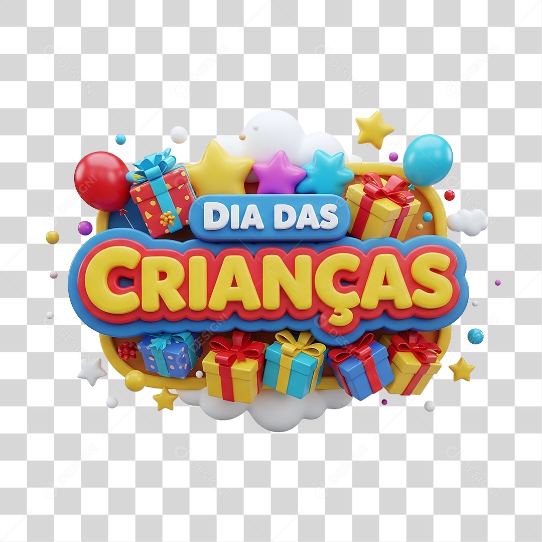 Selo 3D Dia das Crianças PNG Transparente