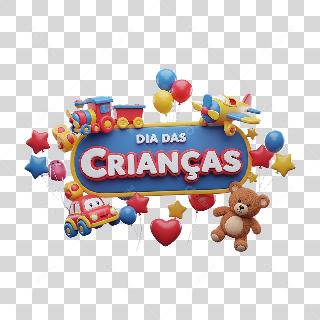 Selo 3D Dia das Crianças PNG Transparente