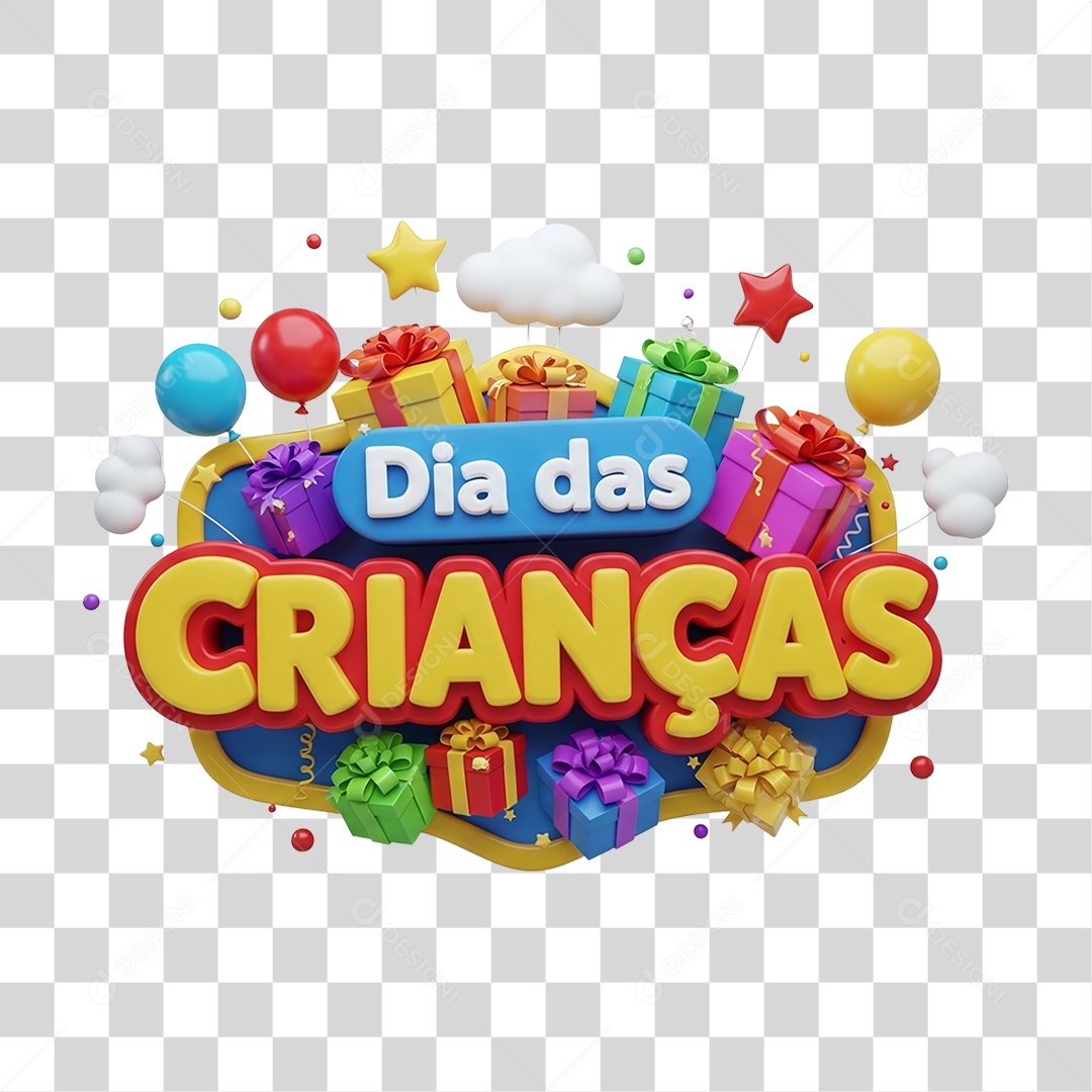 Selo 3D Dia das Crianças PNG Transparente