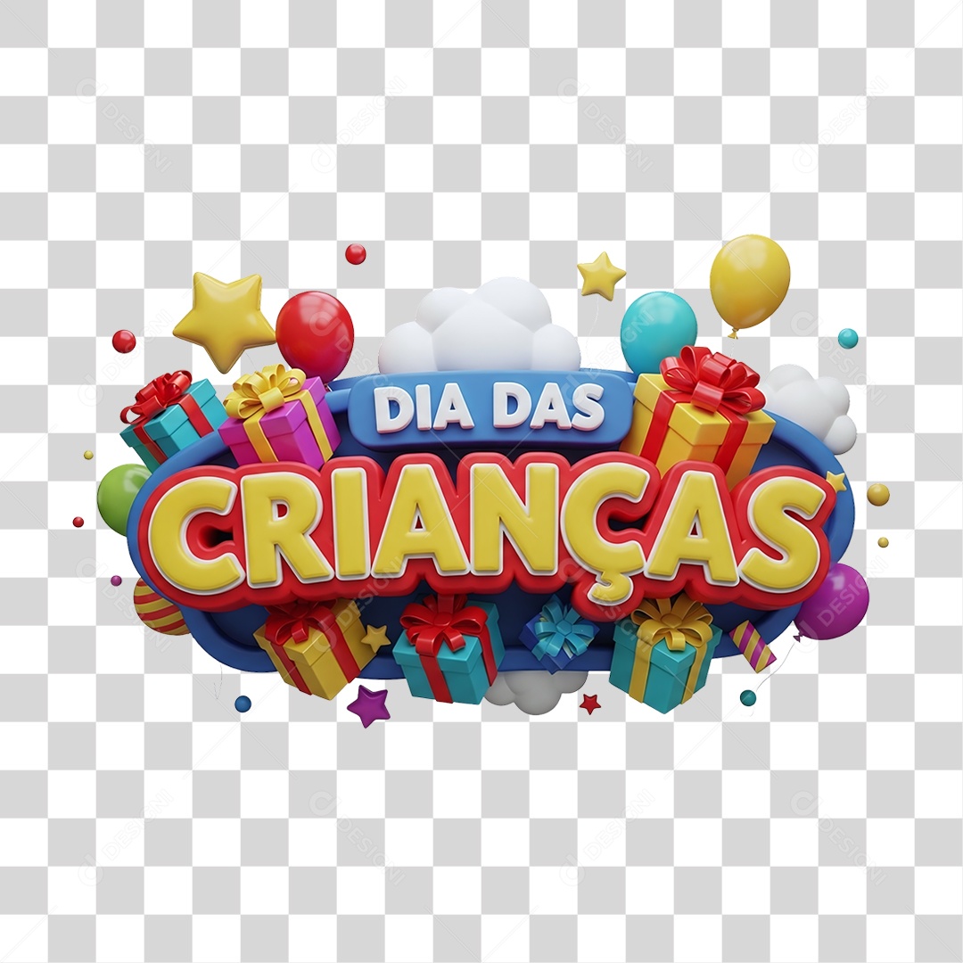 Selo 3D Dia das Crianças PNG Transparente
