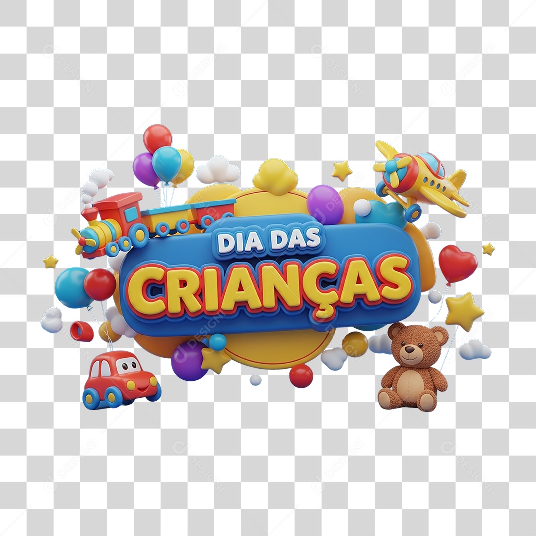 Selo 3D Dia das Crianças PNG Transparente