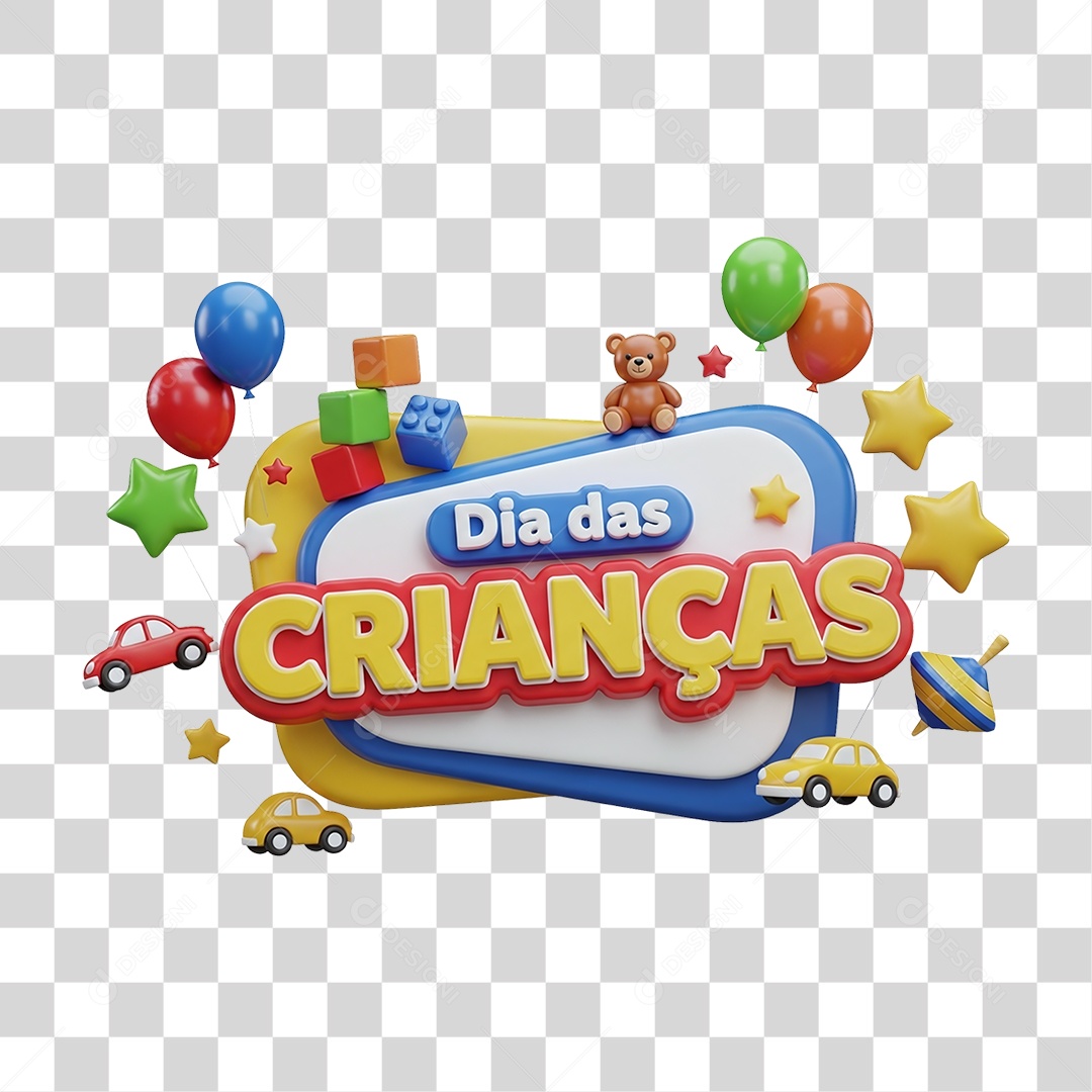 Selo 3D Dia das Crianças PNG Transparente