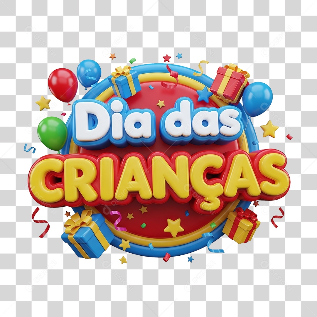 Selo 3D Dia das Crianças PNG Transparente