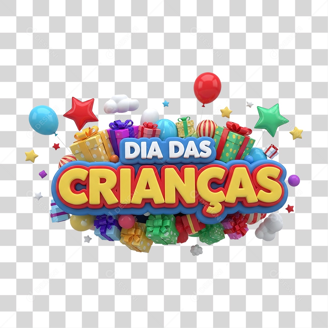 Selo 3D Dia das Crianças PNG Transparente