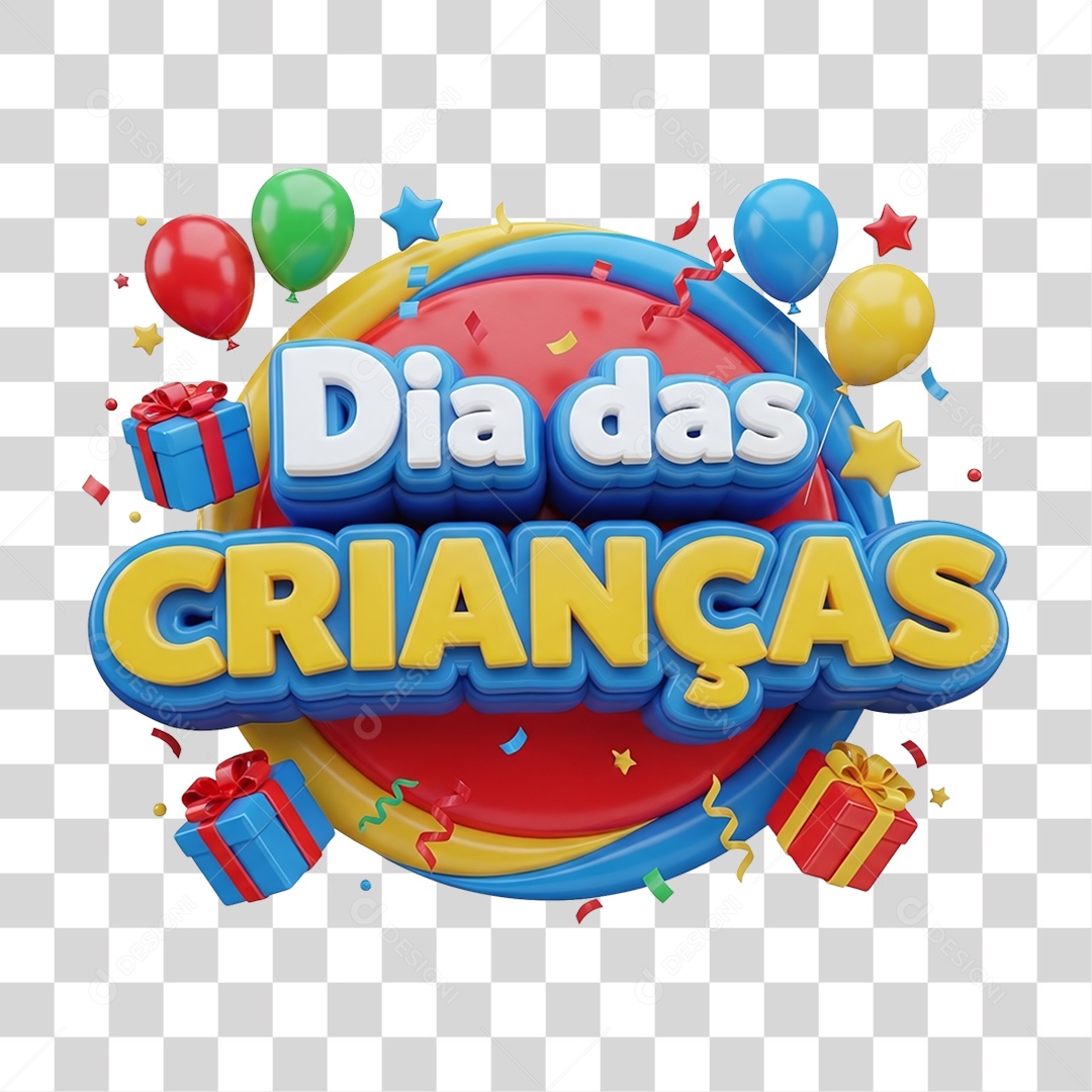 Selo 3D Dia das Crianças PNG Transparente