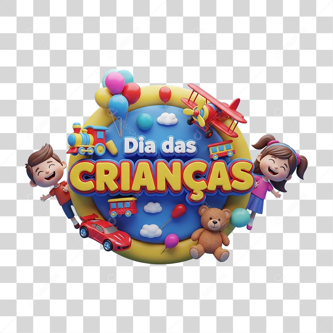 Selo 3D Dia das Crianças PNG Transparente