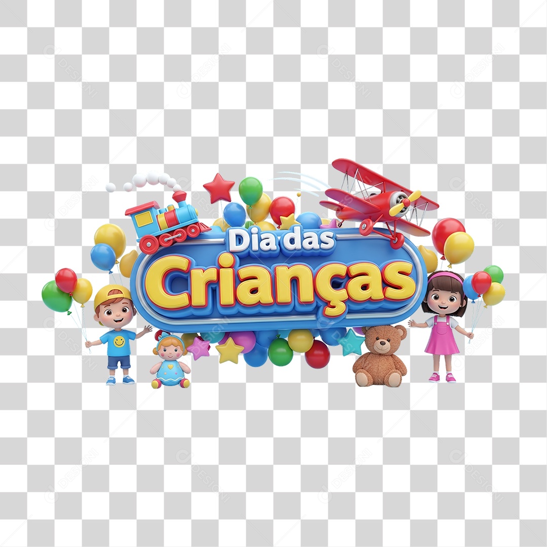 Selo 3D Dia das Crianças PNG Transparente