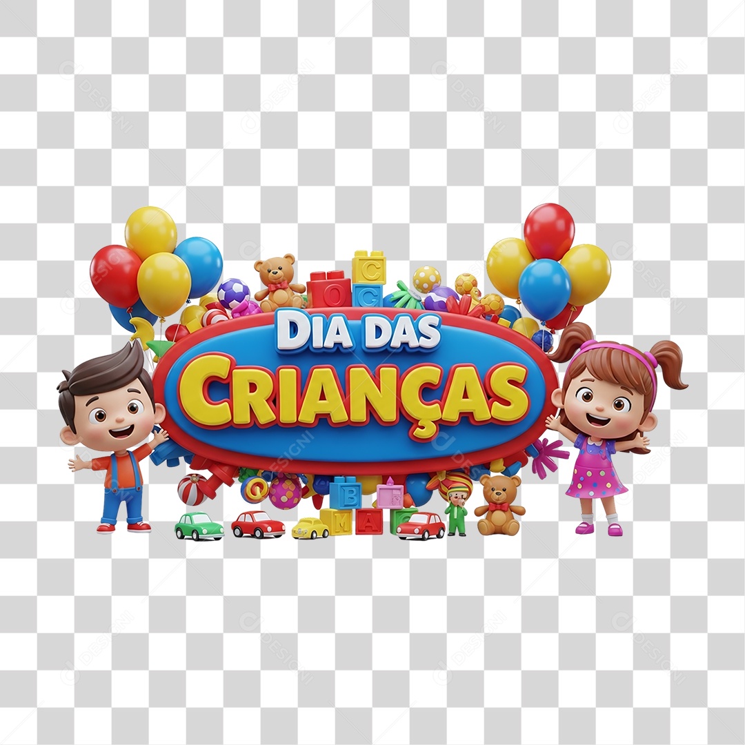 Selo 3D Dia das Crianças PNG Transparente