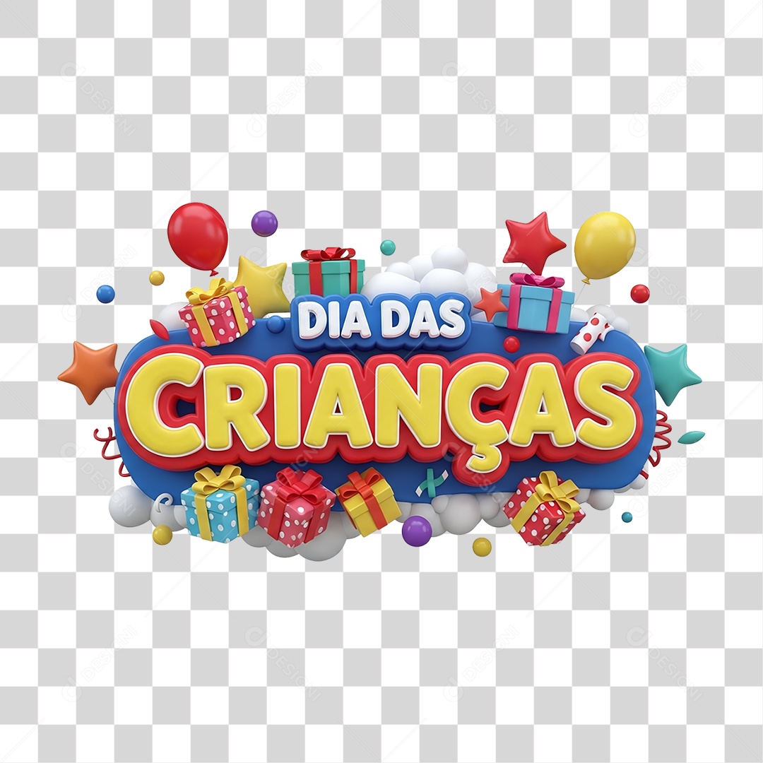 Selo 3D Dia das Crianças PNG Transparente