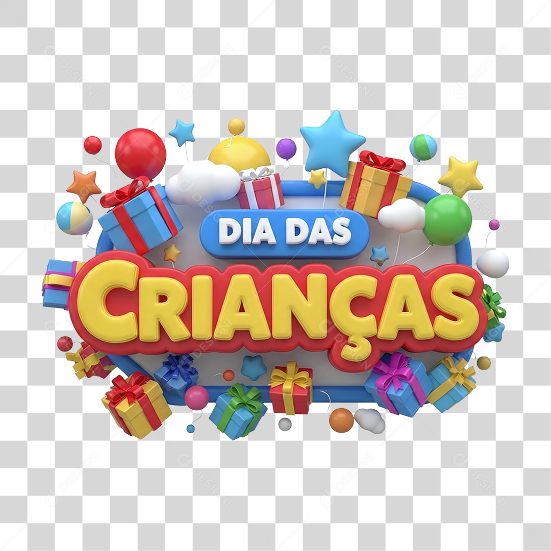 Selo 3D Dia das Crianças PNG Transparente