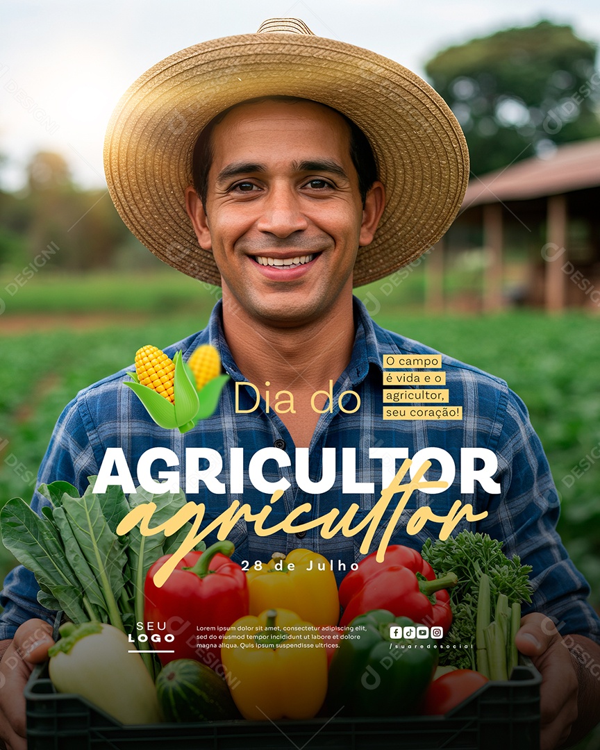 Dia do Agricultor 28 de Julho Social Media PSD Editável