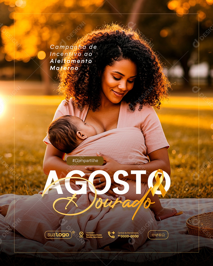 Agosto Dourado Mês Do Incentivo à Amamentação Social Media PSD Editável