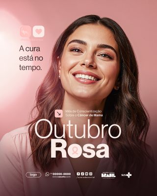 Outubro Rosa Mês de Prevenção Social Media PSD Editável