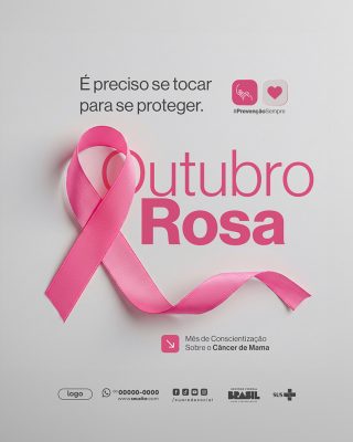 Outubro Rosa Mês de Prevenção Social Media PSD Editável