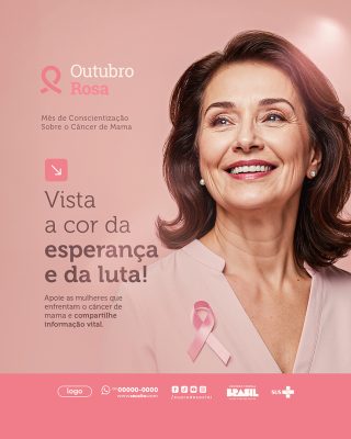 Outubro Rosa Mês de Prevenção Social Media PSD Editável