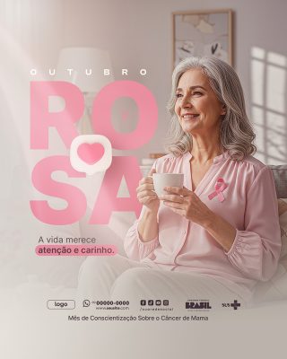 Outubro Rosa Mês de Prevenção Social Media PSD Editável