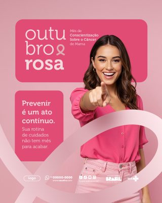 Outubro Rosa Mês de Prevenção Social Media PSD Editável