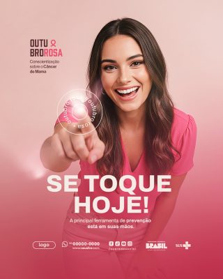 Outubro Rosa Mês de Prevenção Social Media PSD Editável