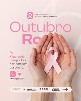 Outubro Rosa Mês de Prevenção Social Media PSD Editável