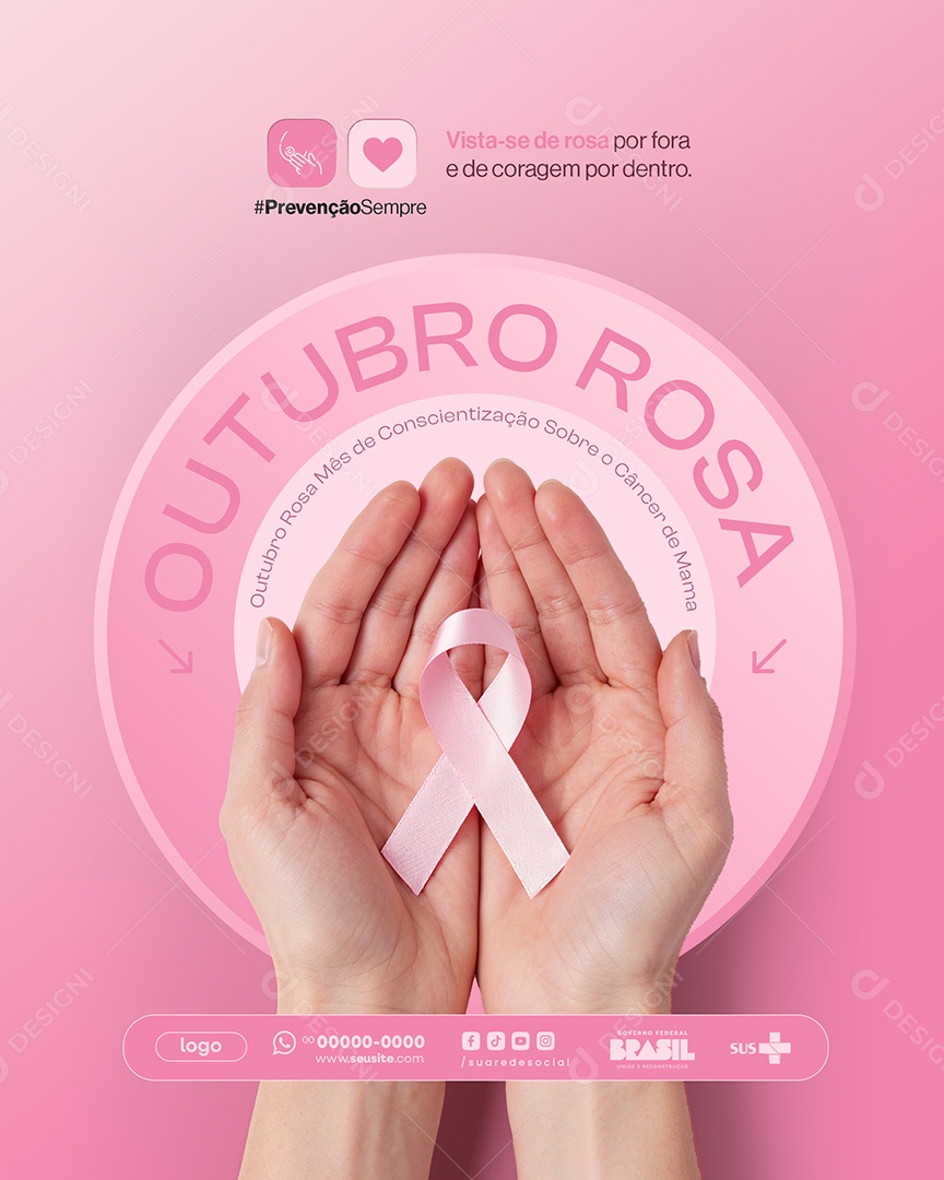 Outubro Rosa Mês de Prevenção Social Media PSD Editável
