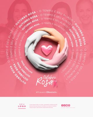 Outubro Rosa Mês de Conscientização Sobre o Câncer de Mama Social Media PSD Editável
