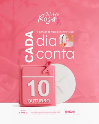 Outubro Rosa Mês de Conscientização Sobre o Câncer de Mama Social Media PSD Editável