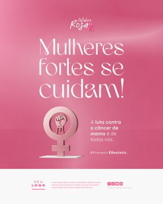 Outubro Rosa Mês de Conscientização Sobre o Câncer de Mama Social Media PSD Editável