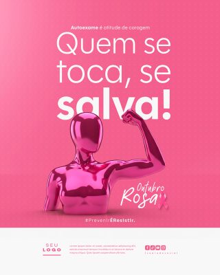Outubro Rosa Mês de Conscientização Sobre o Câncer de Mama Social Media PSD Editável