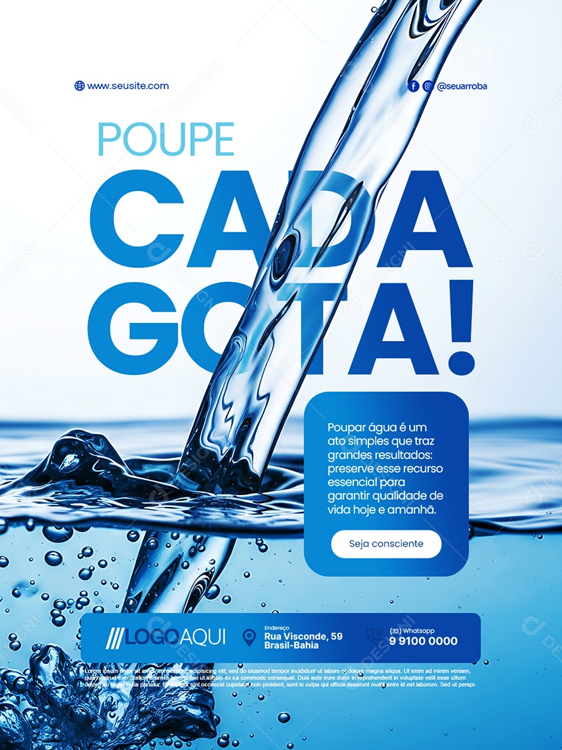 Concessionária de Água Poupe Cada Gota Social Media PSD Editável
