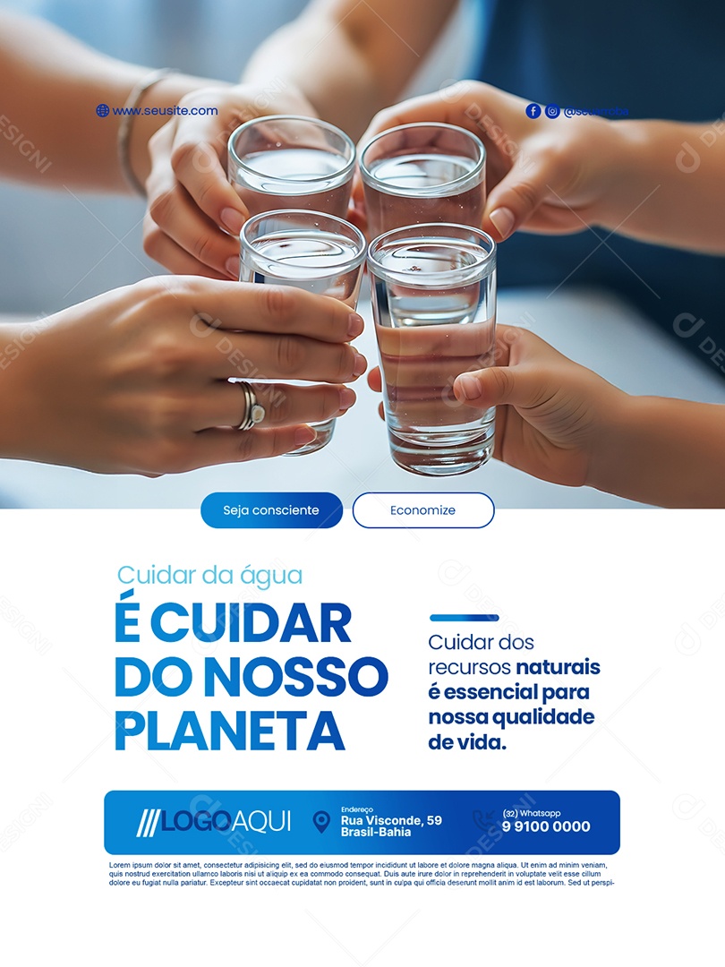 Concessionária de Água Cuidar da Água é Cuidar do Nosso Planeta Social Media PSD Editável