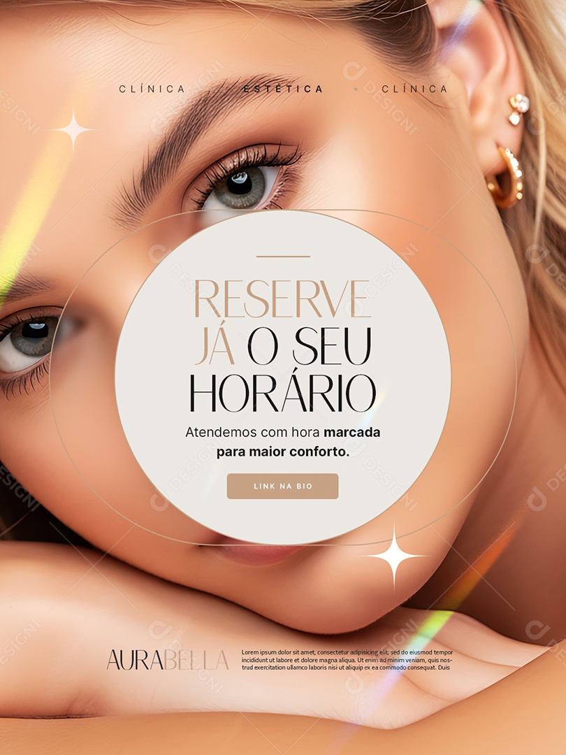 Estética Reserve Já o Seu Horário Social Media PSD Editável