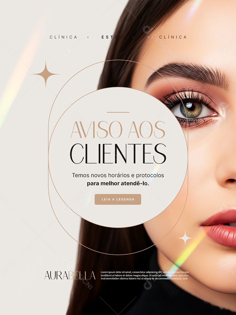 Estética Aviso aos Clientes Social Media PSD Editável