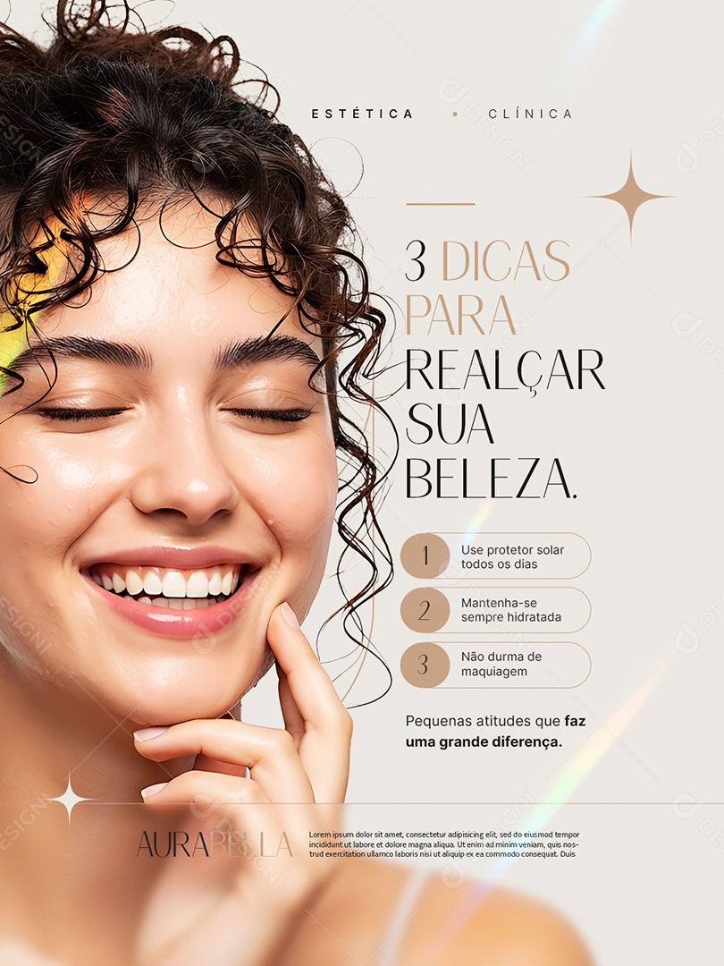 Estética Três Dicas para Realçar sua Beleza Social Media PSD Editável