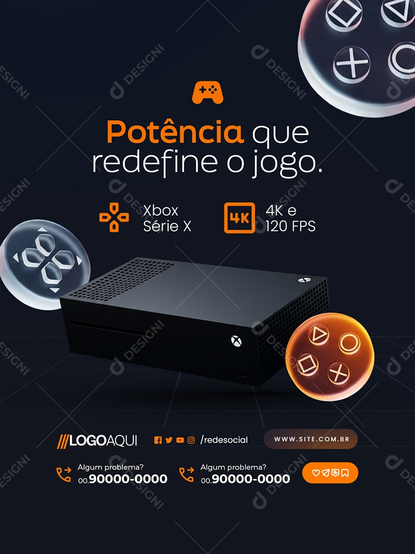 Loja de Games Potência Que Redefine o Jogo Social Media PSD Editável