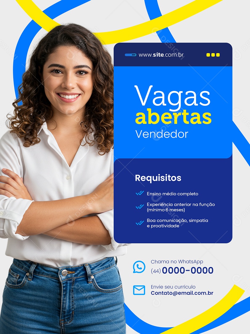 Vaga de Emprego Vendedor Social Media PSD Editável