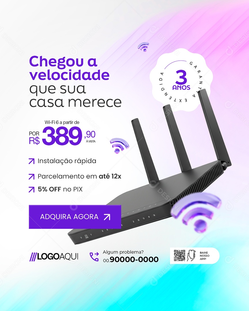 Provedor de Internet Chegou a Velocidade Social Media PSD Editável