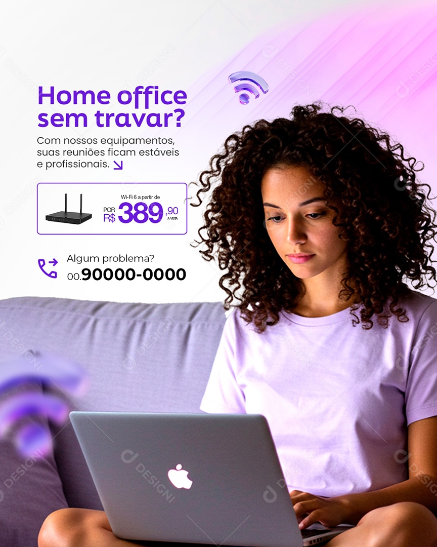 Provedor de Internet Home Office Sem Travar Social Media PSD Editável